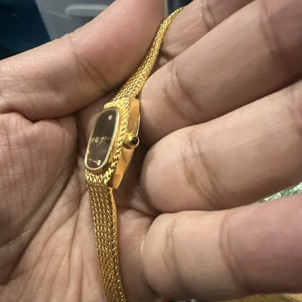 Works VTG Xavier Diamond Women's Quartz Gold Tone Watch 19mm Fit 6.5